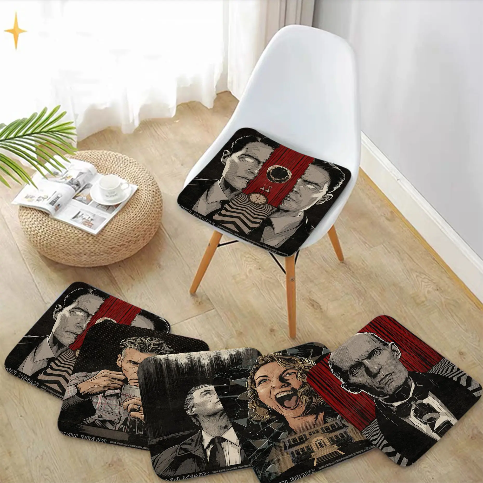 

TWIN PEAKS Nordic Printing Fabric Cushion Non-slip Living Room Sofa Decor Students Stool Tatami Office Cushions Home Decor
