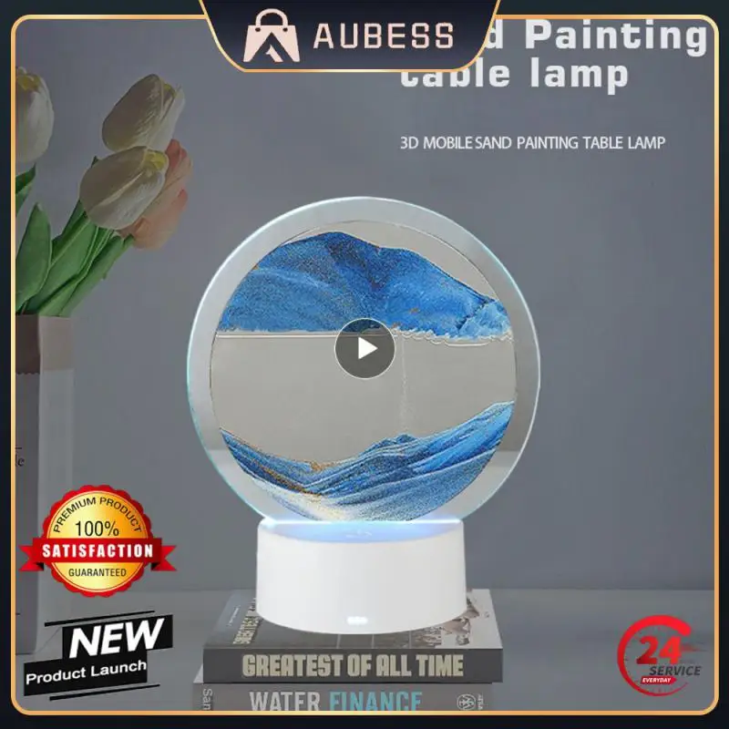 

2~8PCS Flowing Patterns 3d Effect Sand Art Moving Night Lamp Craft Intelligent Hourglass Flowing Sand Painting Lamps