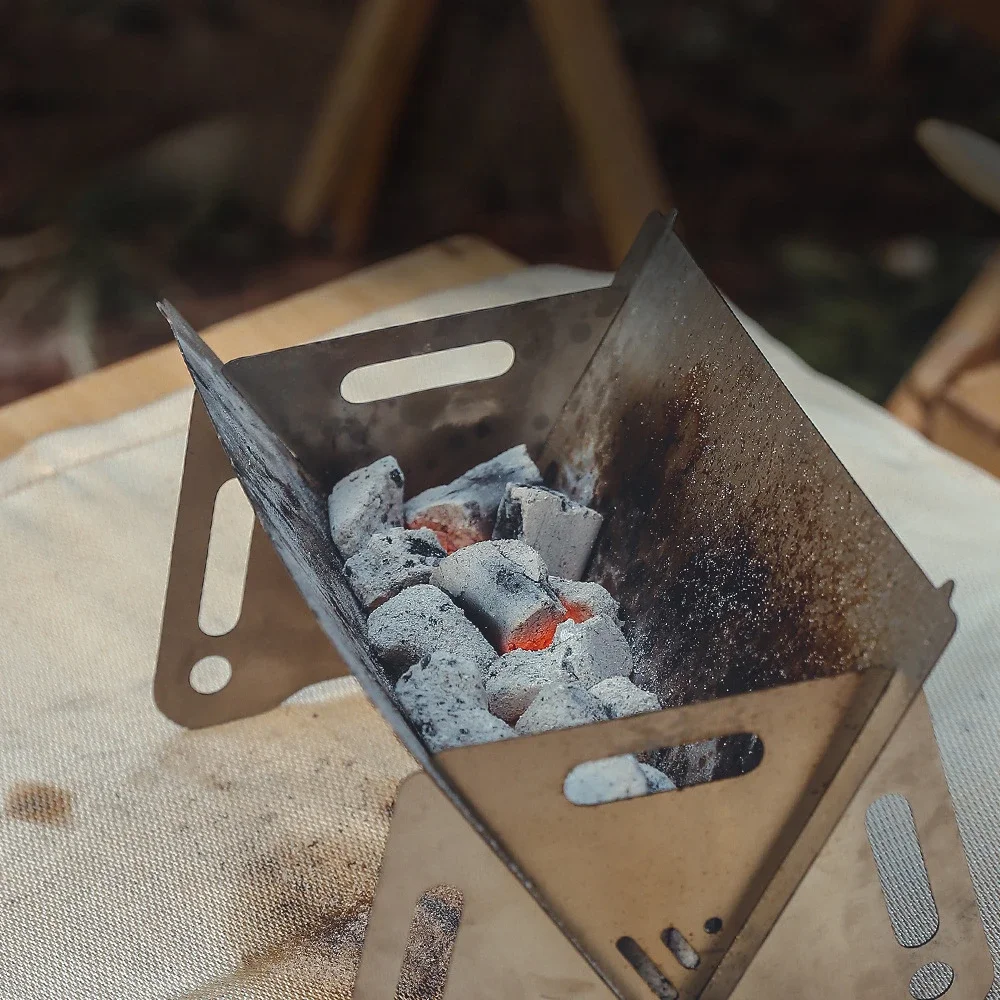 Мини-гриль-барбекю дровяная печь складная нержавеющая сталь кемпинговый