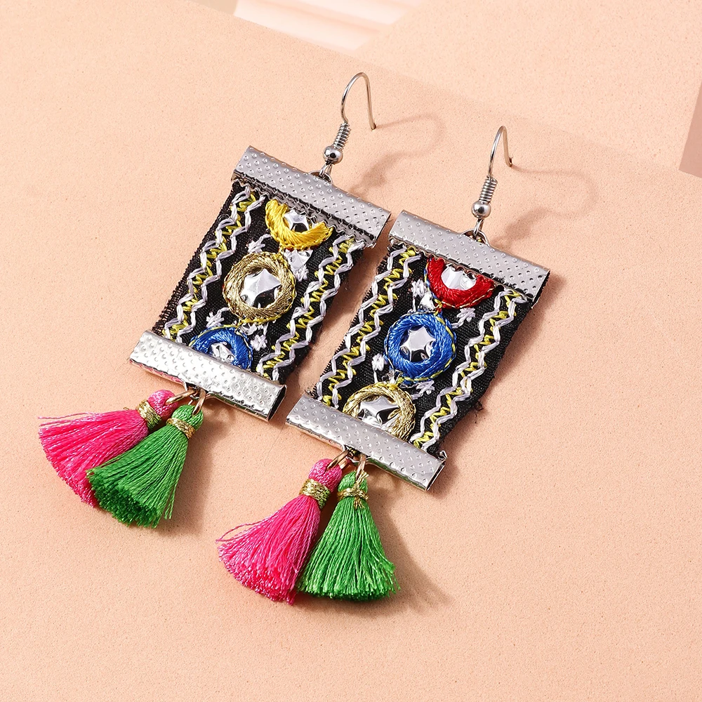 

1Pair Fashion Bohemia Tassel Earrings Huggies Colorful Handmade DIY Ethnic Hippie Fringe Earrings Women Jewelry 2022 Trendy