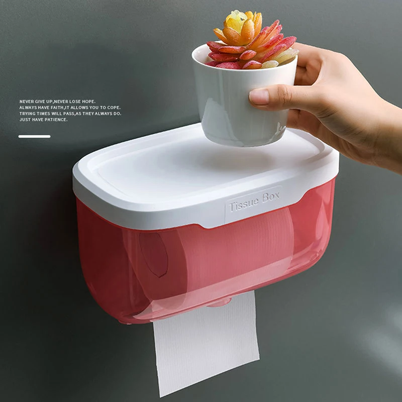 

Wall Mount Bathroom Tissue Storage Box Waterproof Shelf Organizer Punch-Free Home Supplies Phone Rack Case Toilet Paper Holder