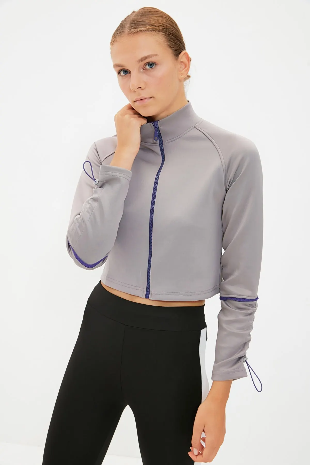 

Женский свитшот, серые укороченные вязаные толстовки, модные всесезонные новые дизайнерские пуловеры, флисовые толстовки