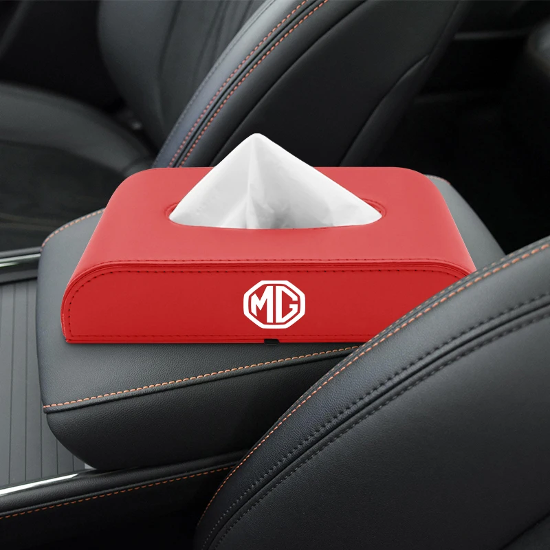 

1pcs Pu Leather Car Logo Tissue Box for MG Morris Garages 550 42 6 ZT 7 3 ZR RX5 ZS 350 HS TF 5 GS GT Orkina Parts ZS