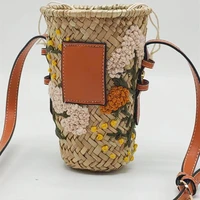 crossbody bags for women 2022 floral embroidery rattan bag small bohemian straw beach bag wicker woven shoulder bag handbags new