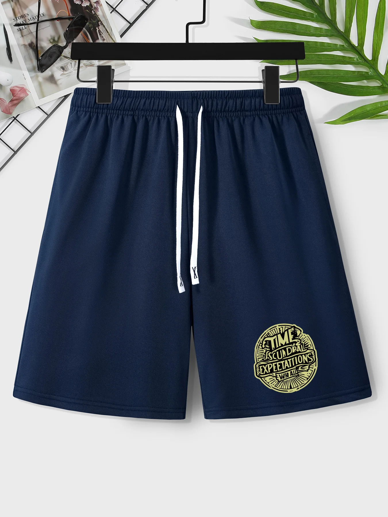 Мужские повседневные шорты из полиэстера с эластичной резинкой на талии и