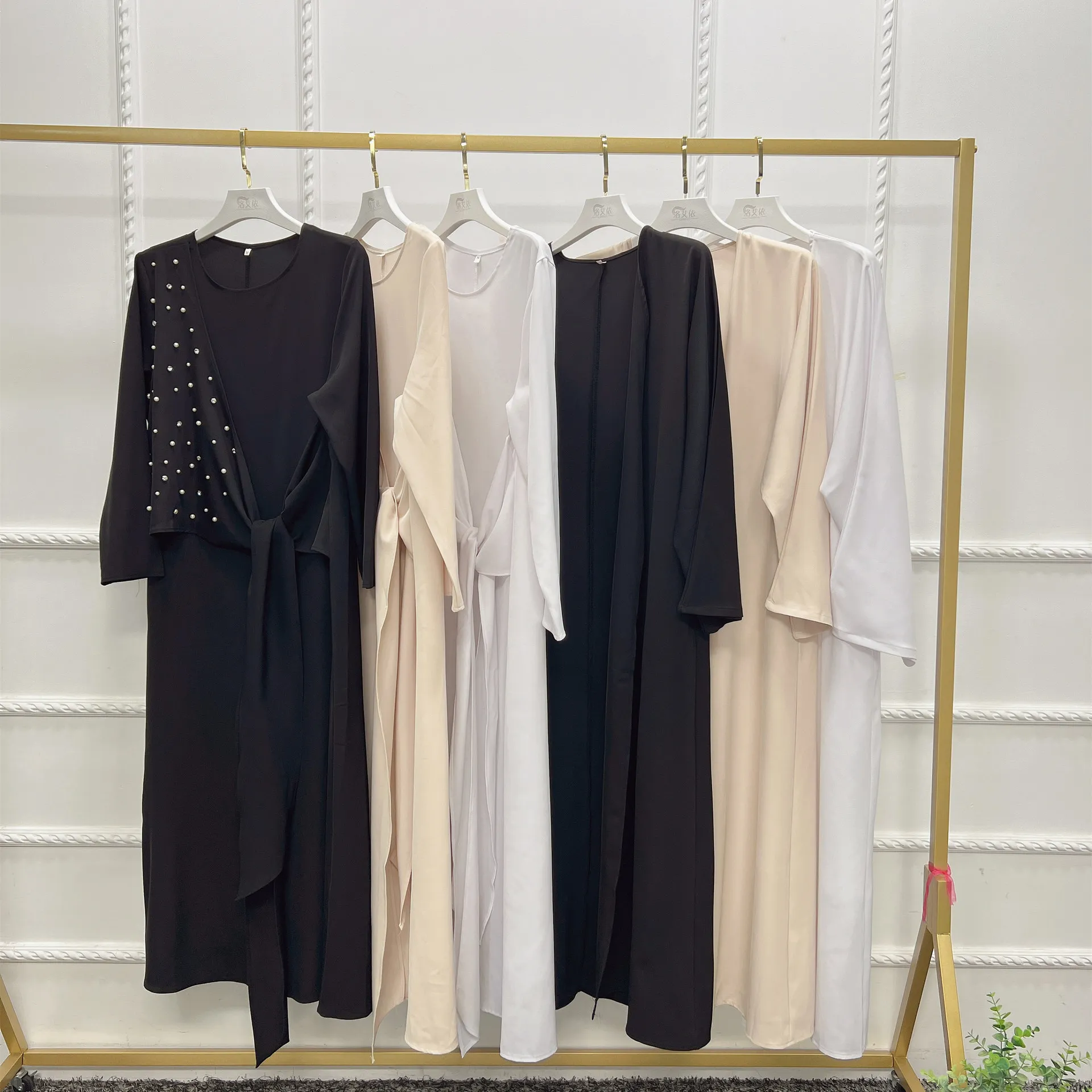 2022 Middle East Dubai Solid Two-piece Set Muslim Fashion Turkish Dresses Islamic Modest Clothing Muslimischen Sets
