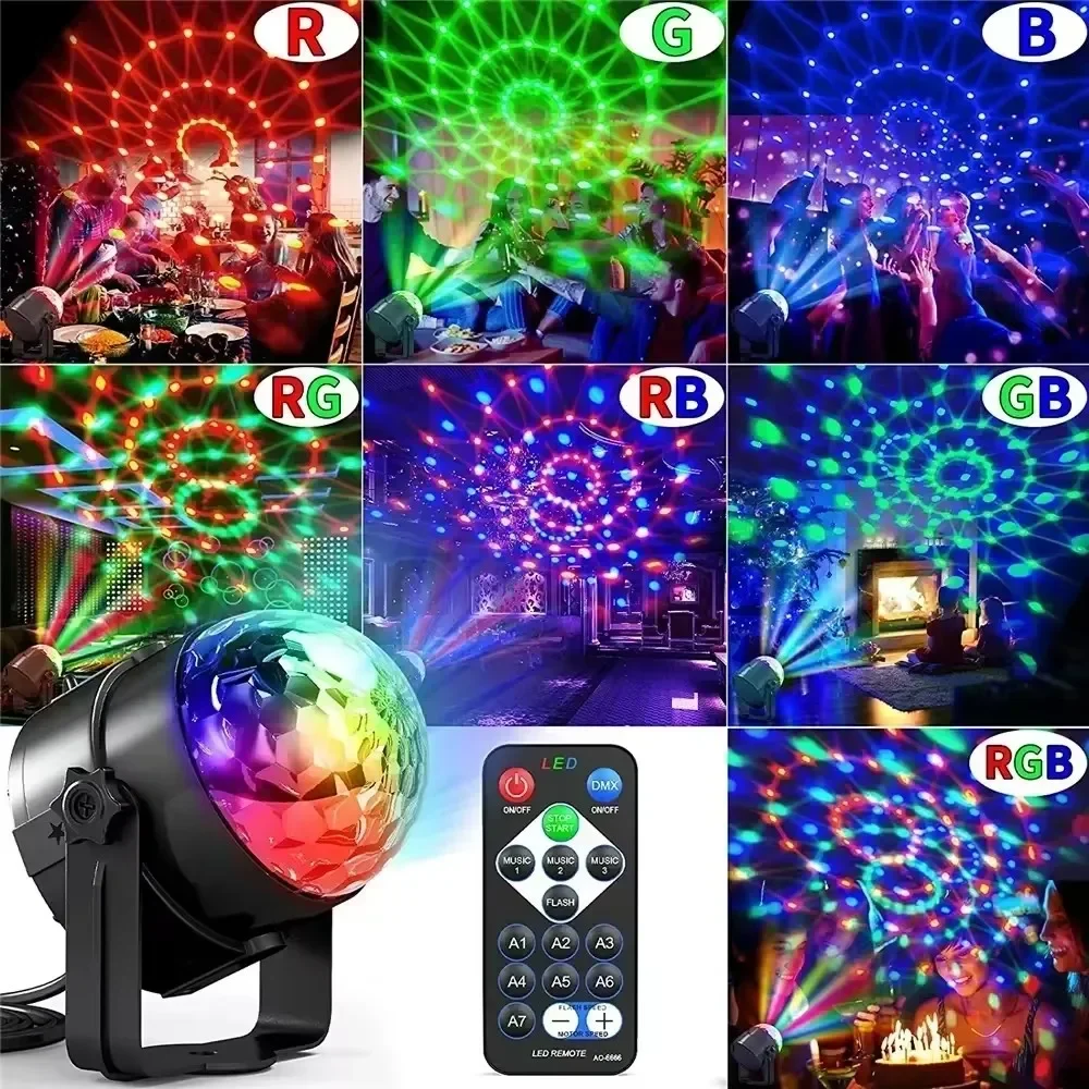 Вращающийся Dj Ball Disco Light Rgb Magic Dance Car Стробоскопическая Лампа Лазерное Шоу Фонарь