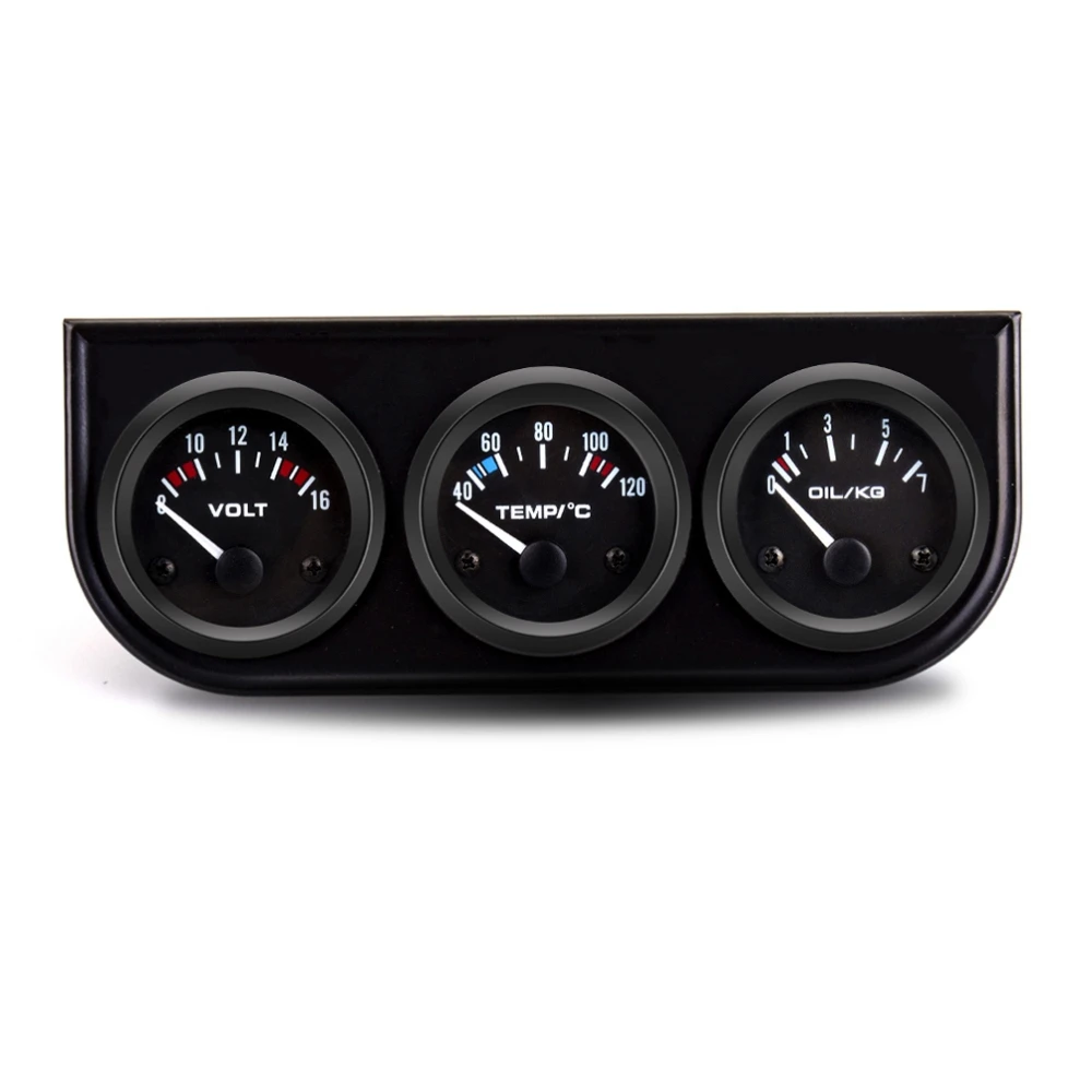 

52mm Car Triple Gauge Voltmeter Water Temp Gauge (Celsius) Oil Pressure Gauge(Bar) 3 in 1 Car Modification Gauge With Sensor