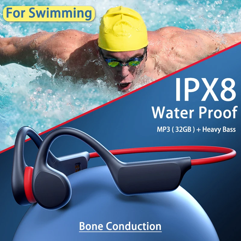 Bone Conduction Earphones Bluetooth Wireless IPX8 Waterproof