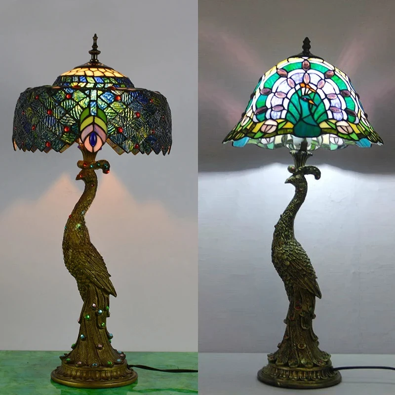 Настольные светильники в виде павлина светодиодные прикроватные тумбочки для