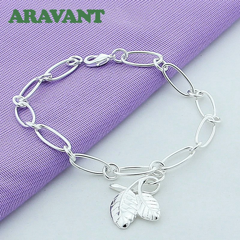 Aravant 925 Серебряный лист Шарм Браслеты для женщин модные ювелирные изделия