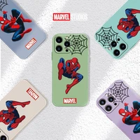 spiderman marvel cool case for apple iphone 13 12 mini 11 pro max xr xs x 8 7 7s plus 6 6s coque liquid silica gel phone capas