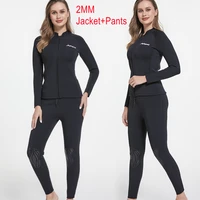 2mm neoprene women long sleeve split wetsuit jacket pants plus size scuba diving snorkeling spearfishing surf swimsuit top coat