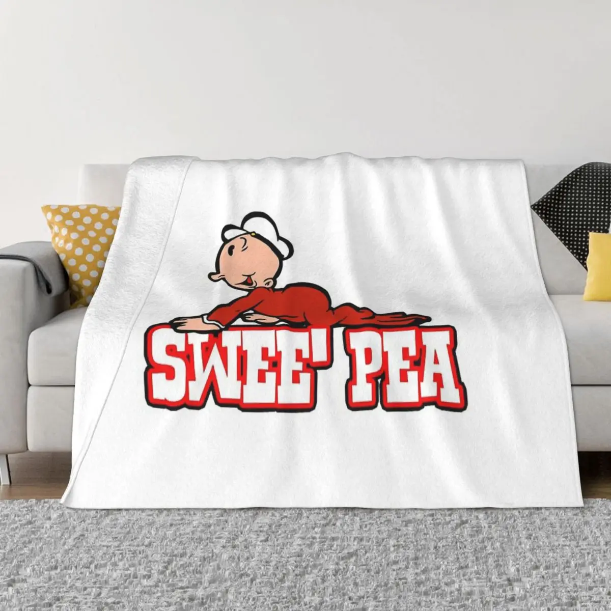 

Popeye the Sailor Olive Cartoon Blanket Flannel Decoration Swee Pea Portable Home Bedspread