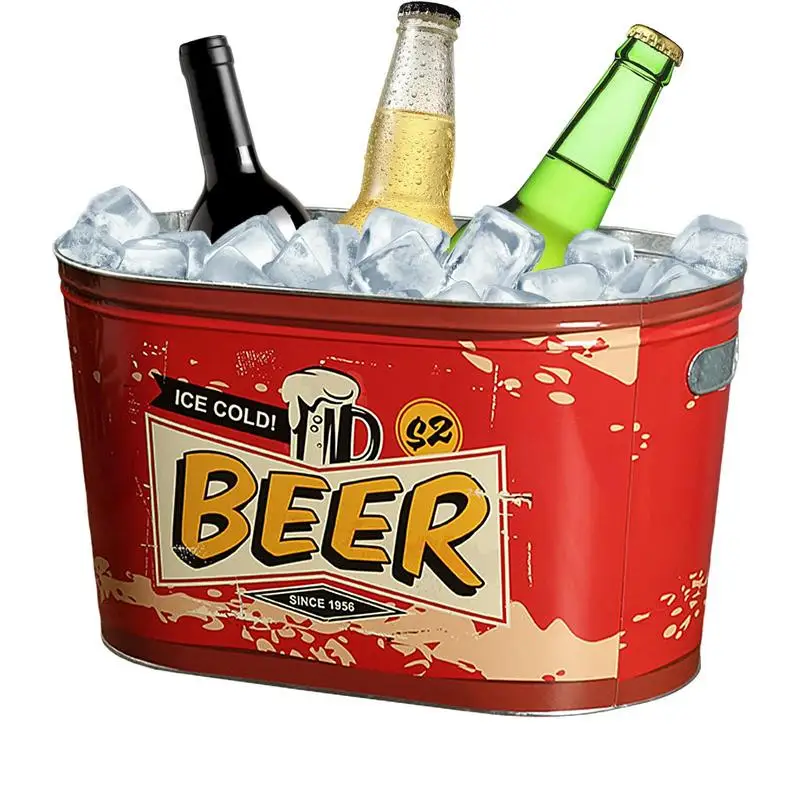 

Iron Ice Bucket Party Beverage Tub Storage Bucket Decorative Drink Tub Beer Chiller Chilling Beer Champagne Cooler Buckets For