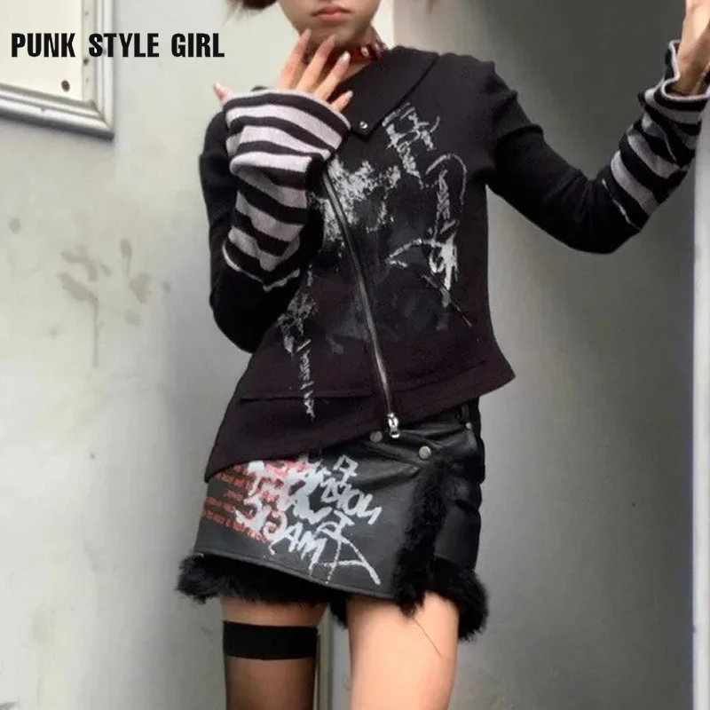 Футболка в стиле 1920-х годов с изображением граффити черные топы на молнии