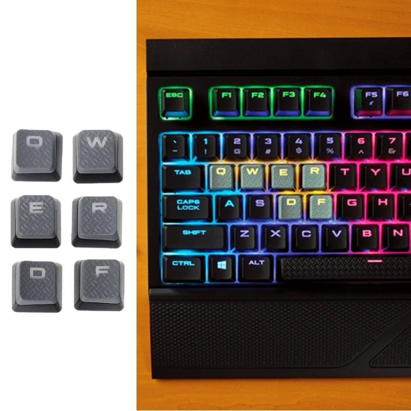 

Non-slip Textur Keycaps 6PCS ABS Keycap Keycaps for Corsair K70 K65 K95 RGB P9JB