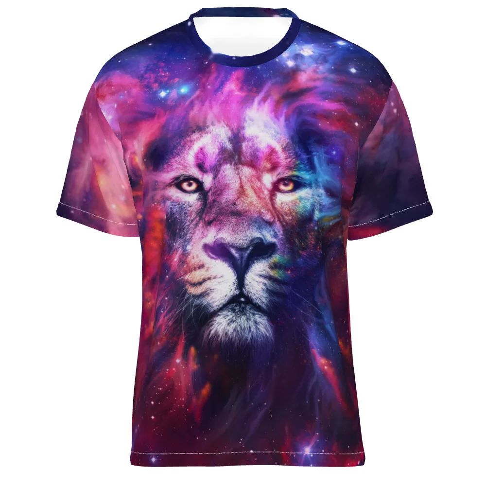 

2021 Summer King Of The Forest Lion Graphic t shirts New 3D Animal Pattern Men's t-shirts Fashion Casual Print Funny t shirts