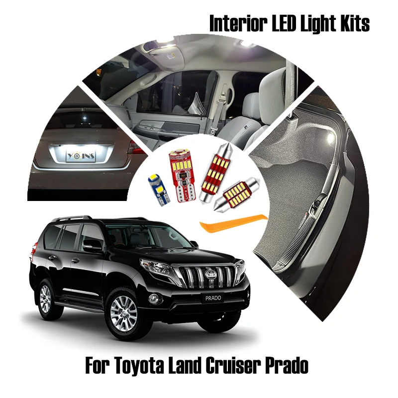 

Car Interior Lights for Toyota Land Cruiser Prado 80 100 200 120 150 FJ Auto LED Glove Box Courtesy Door Vanity Mirror Lamp Bulb