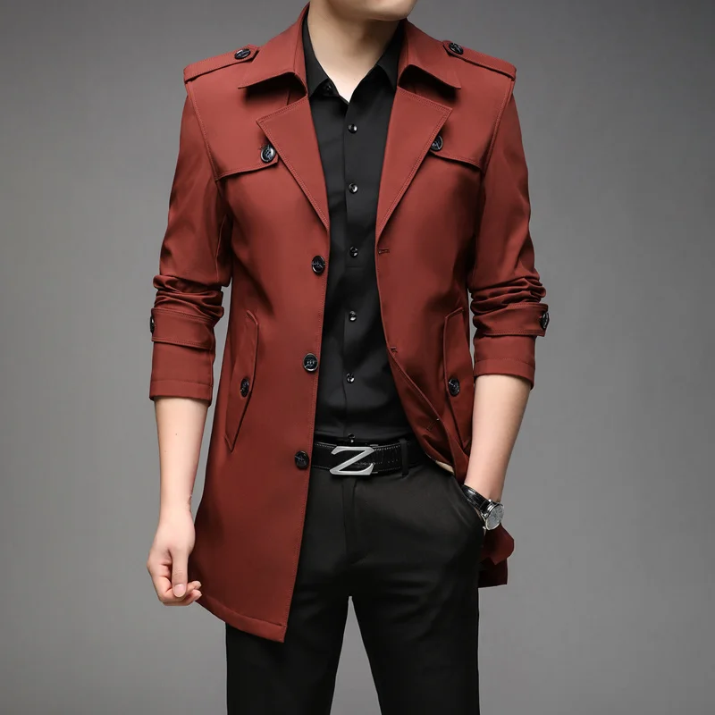 

Nieuwe Lente Mannen Geul Mode Engeland Stijl Lange Trenchcoats Mens Casual Bovenkleding Jassen Windjack Merk Heren Kleding