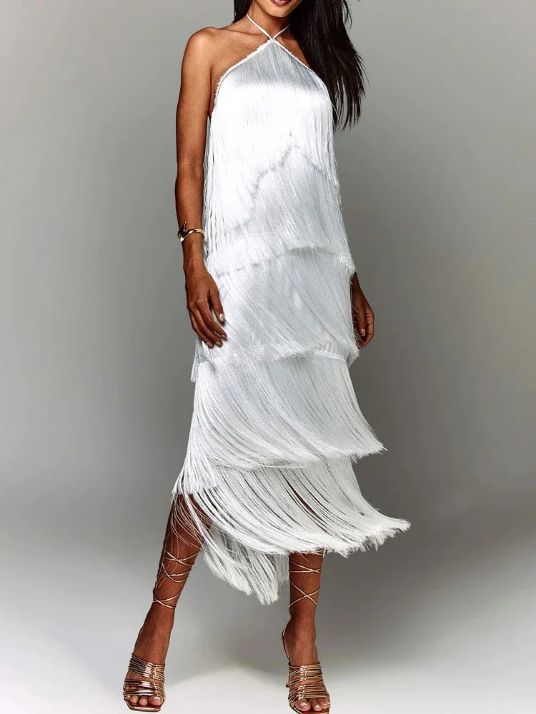 Платье макси с кисточками