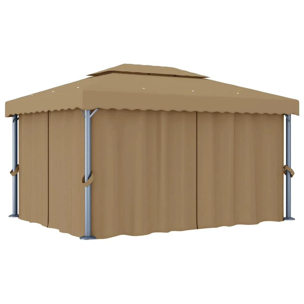 

Gazebo with Curtain , Garden Decoration,4x3 m Taupe Aluminium