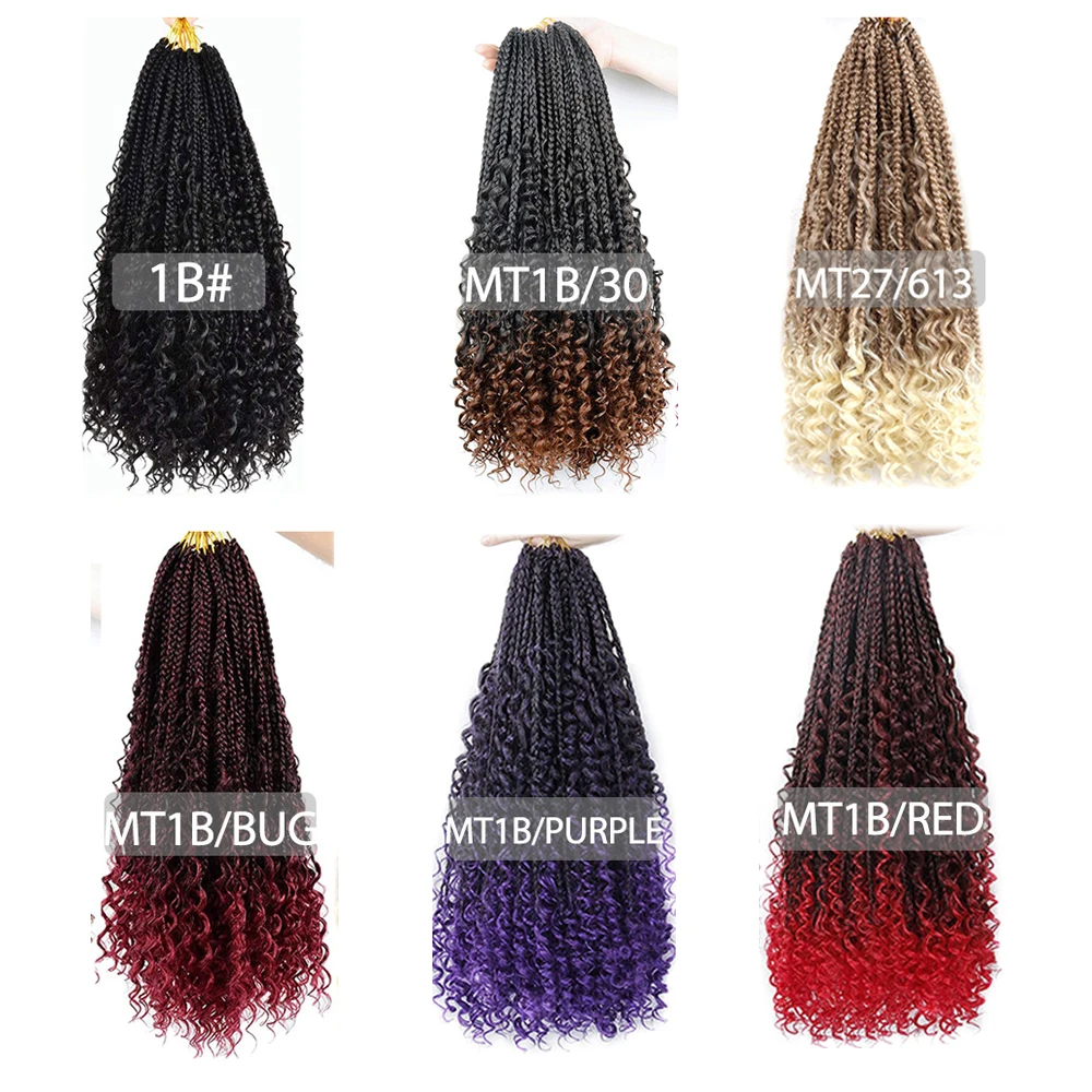 X-TRESS Crochet Box Braids River Locs 20 Inch Goddess Box Braids with Curly Ends Ombre Brown Synthetic Crochet Hair Extensions images - 6