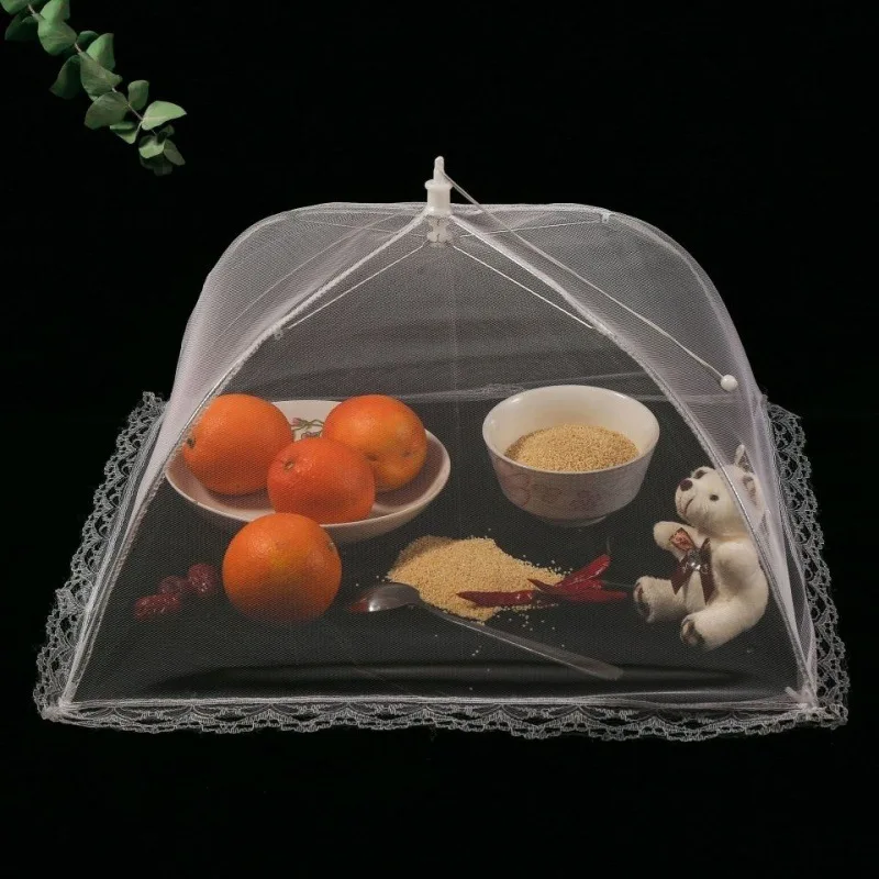 

Складная сетчатая Крышка для еды, противомоскитная всплывающая защита для пикника, крышка для посуды, зонтик, крышка для овощей, кухонные аксессуары