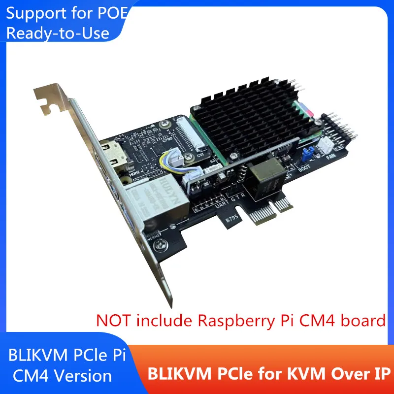 

Blikvm PCIe "KVM over IP" Remote Control O & M Server with Poe HDMI CSI Interface Raspberry Pi CM4 PoE HDMI-compatible