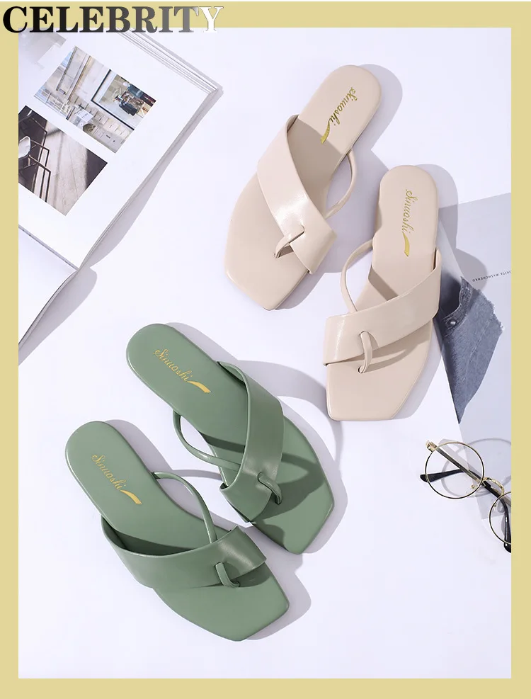 

Summer Simple Style Fashion Rhinestone Lady Women Casual Open Toe Female Slippers Loafers Lazy Female Flat Slippers Shoes