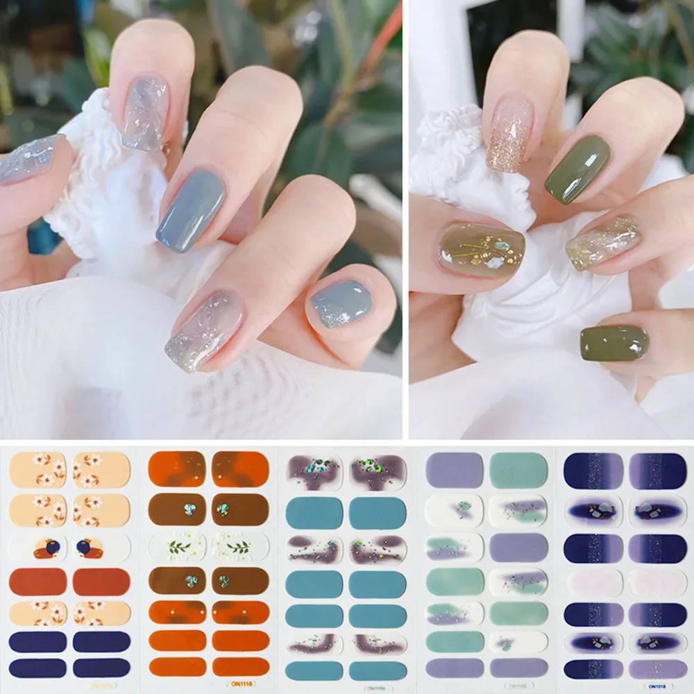 

14Tips Gel Nail Sticker DIY Manicure 3D Nail Art Sticker Full Cover Nail Wraps Fashion Nail Decal Waterproof Self-adhesive YZL6