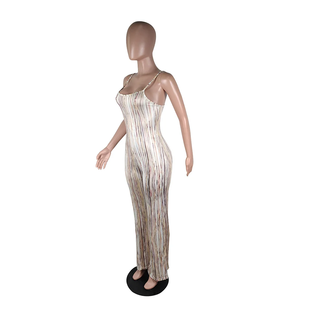 Комбинезон женский с поясом пикантный Модный комбинезон на лямках в полоску без