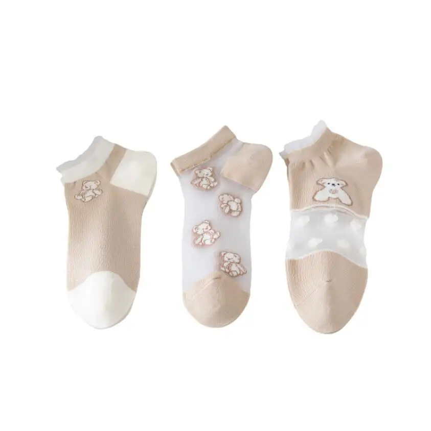 

10 Pairs Women Sock Short New Summer Cotton Fashion Cute Lace Breathable Lovely Animal Ankle Socks Female Casual Transparent Sox