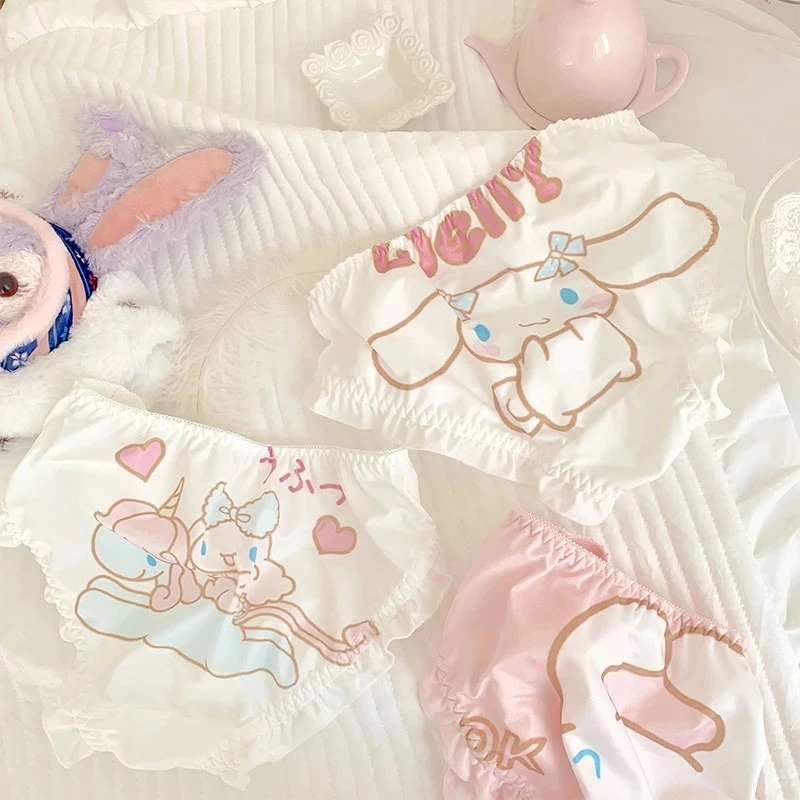 

Kawaii женские трусики, Симпатичные дышащие хлопковые трусики, нижнее белье, мягкие, с оборками, хипстерские, длинные уши, Банни, женские трусик...