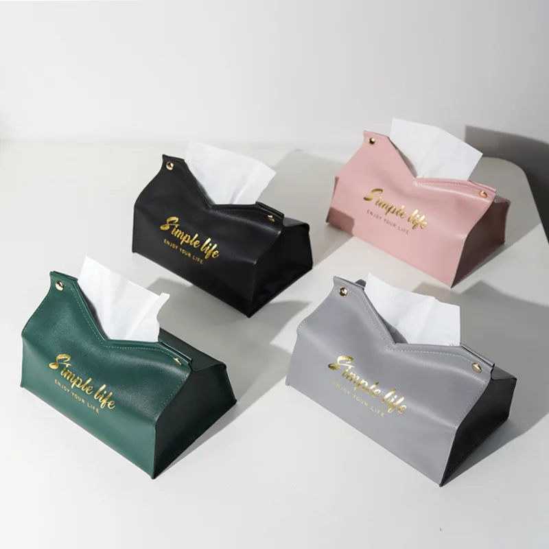 

Kitchen Toilet Napkin Holder Tissue Box Case Paper Napkins Boxes Storage Home Storage Organization Modern Leather Black 2022