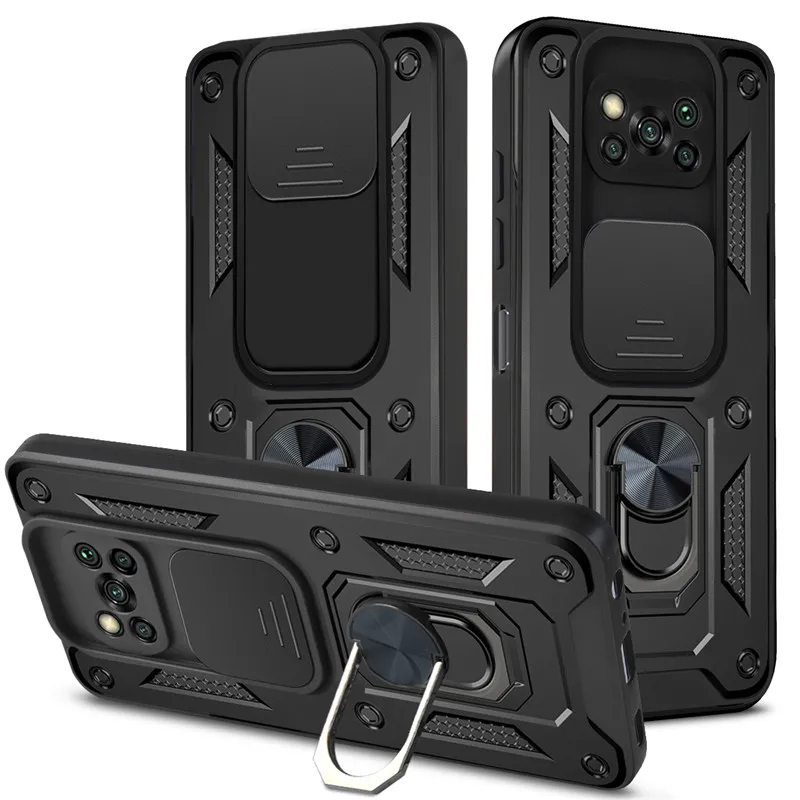 

For Xiaomi Pocophone Poco X3 NFC X4 GT X5 Pro Magnetic Car Holder Ring Shockproof Armor Case for Poco C3 C40 F3 F4 M3 M4 M5 5G