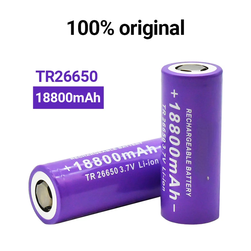 

2023 Original New 26650 Battery 18800mAh 3.7V 50A Lithium Ion Rechargeable Battery for 26650 LED Flashlight + Charger