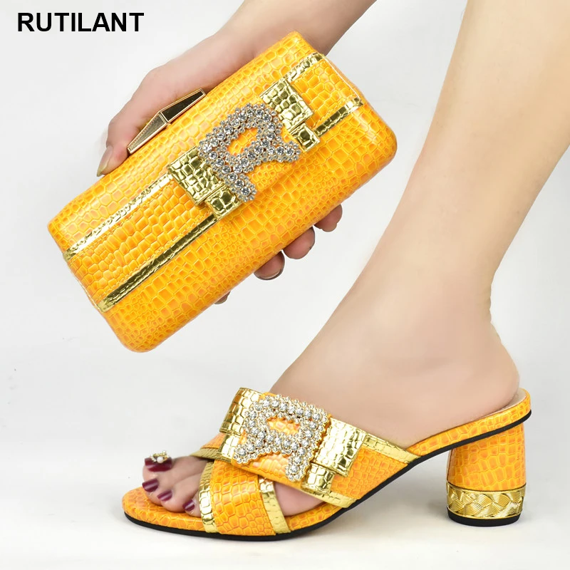 

Italian Shoes with Matching Bags High Quality African Shoes and Bag Set for Party Italian Nigerian Women Party Pumps High Heels