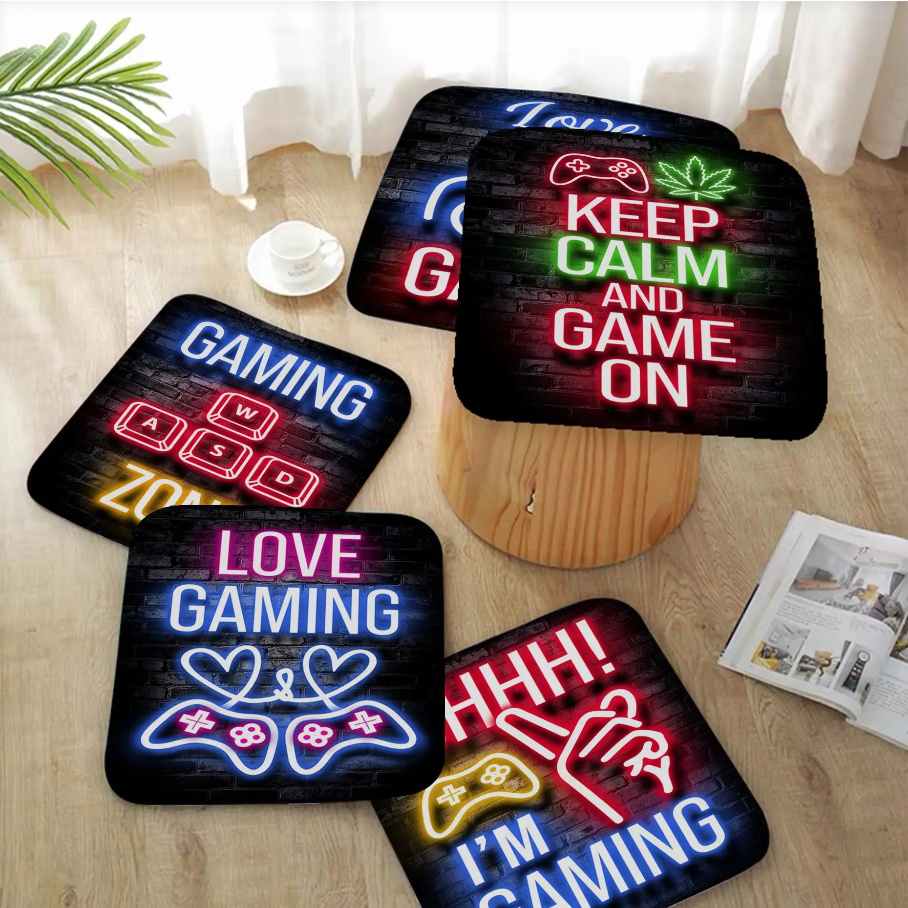 

Funny Game Quote Decorative Fabric Cushion Non-slip Living Room Sofa Decor Students Stool Tatami Office Sofa Decor Tatami