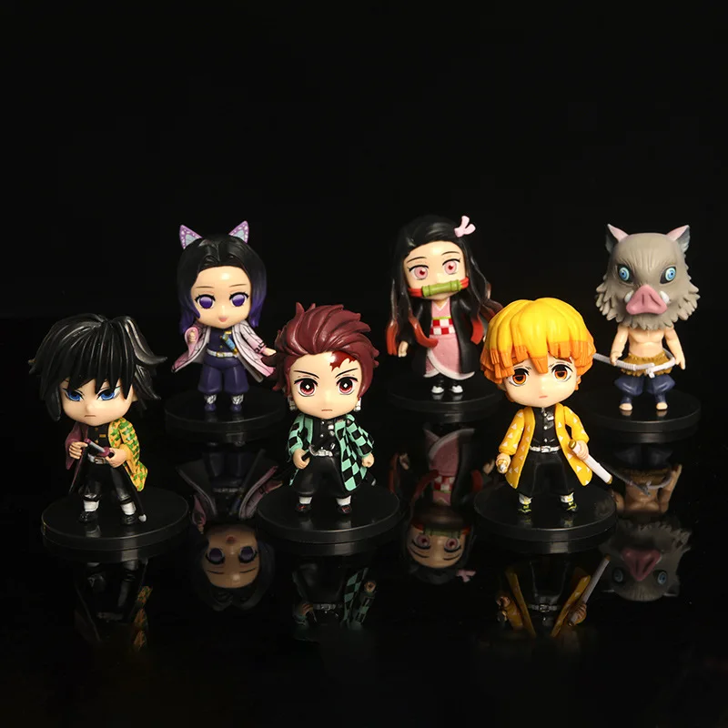 

6ps Demon Slayer Anime Figure Kimetsu No Yaiba Action Figure Nezuko/Tanjirou/Zenitsu/Inosuke/Shinobu/Miritsu Figurine Dolls Toys