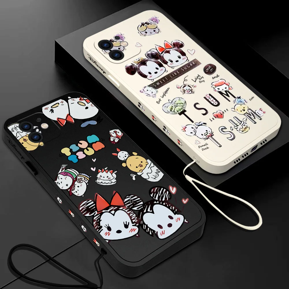

Cartoon Disney Mickey Minnie Mouse Phone Case For Samsung Galaxy S23 S22 S21 S20 Ultra FE S10 4G S9 Note 20 10 Plus With Lanyard