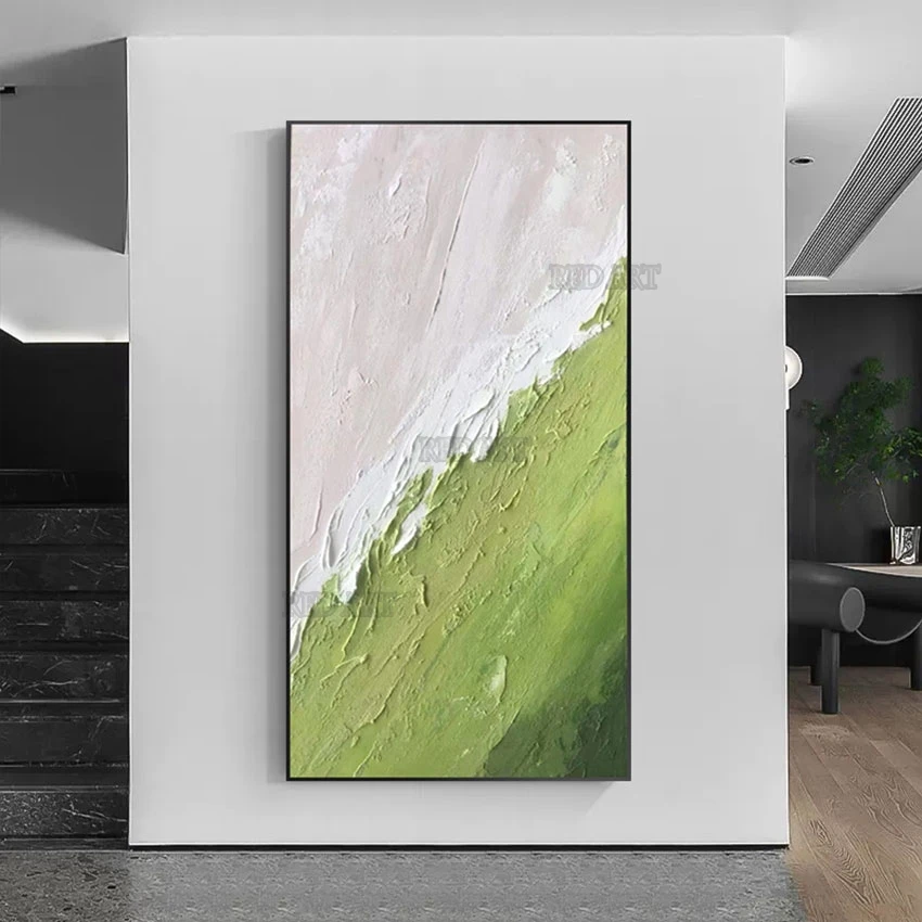 

Hotel Corridor Large Texture Green Acrylic Sea Wave Picture Newest Canvas Oil Painting Wall Art Murals Artwork Gallery Pieces