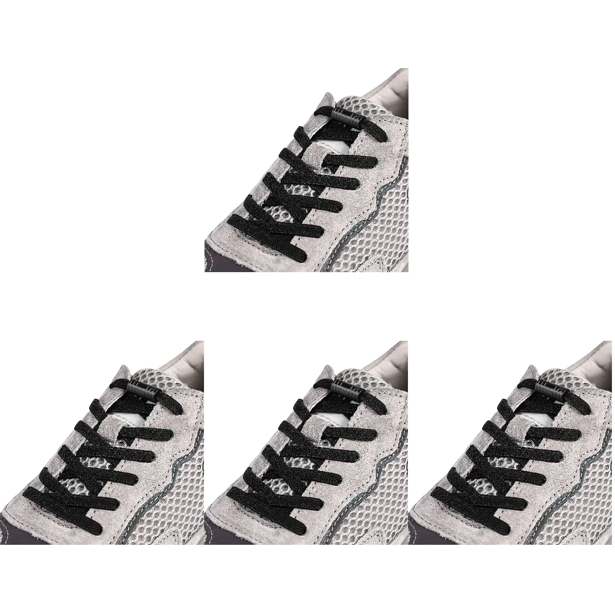 

8 пар эластичных шнурков для обуви без завязывания с пряжками для обуви для взрослых детей пожилых людей (черный)