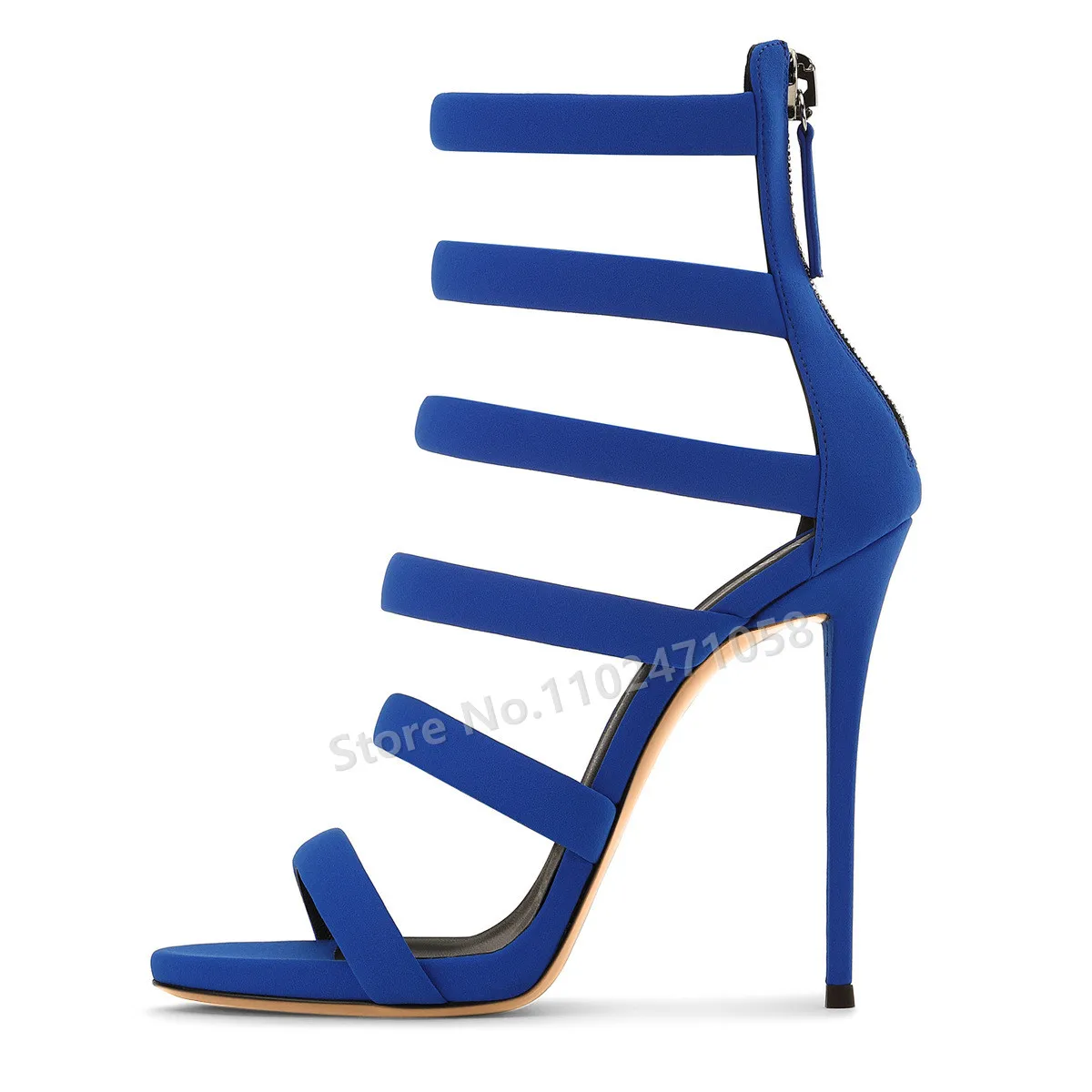 

Женские босоножки на тонком каблуке, синие сандалии с открытым носком, летняя крутая обувь на высоком каблуке, модные туфли с узкими ремешками и вырезами, женская обувь на молнии