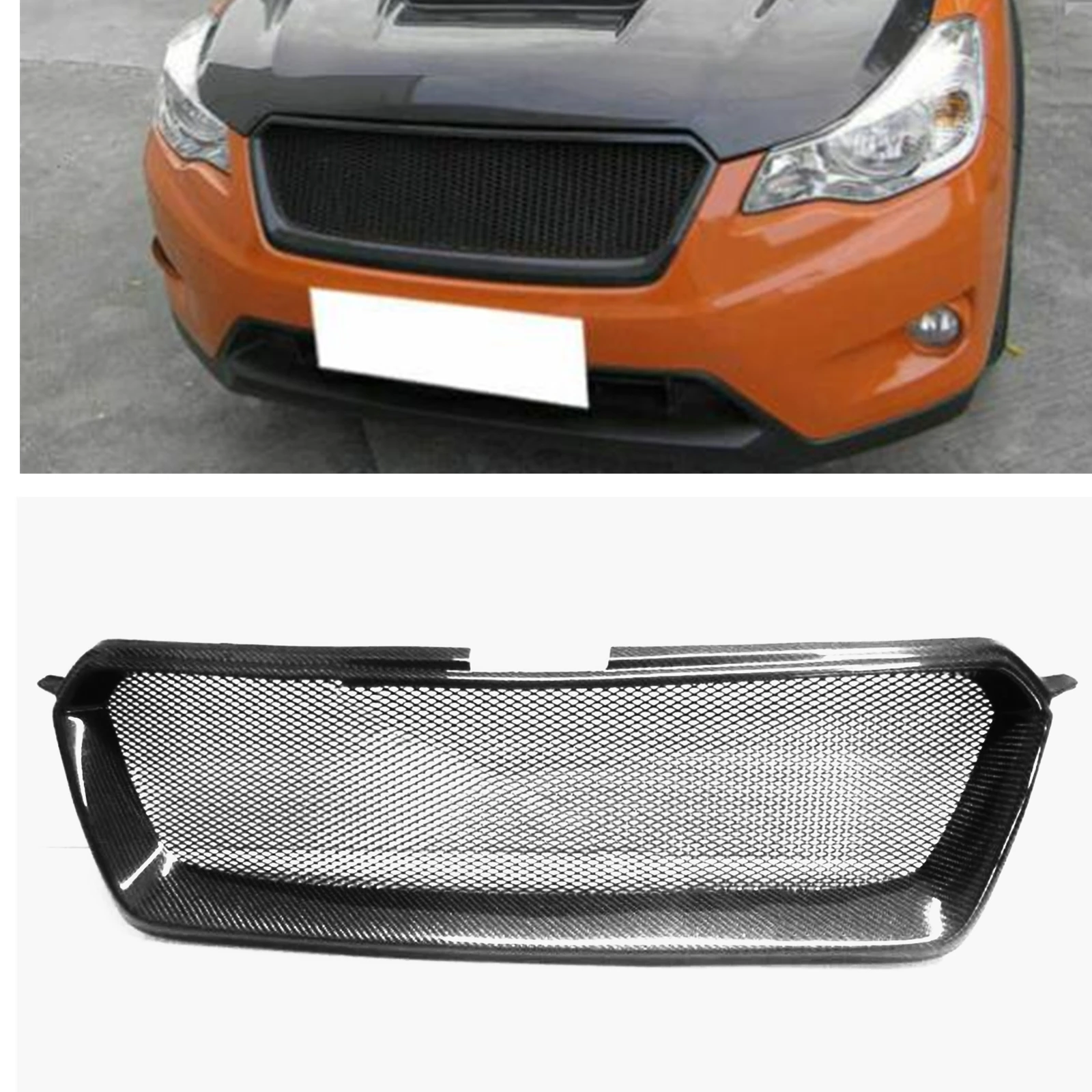 

Front Grille Racing Grill For Subaru XV 2011-2016 Real Carbon Fiber Car Upper Bumper Hood Mesh Body Kit Grid Grating Replacement