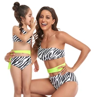 2022 family matching swimwear mother and daughter two piece clothes set women summer beach bikini children split swimsuit