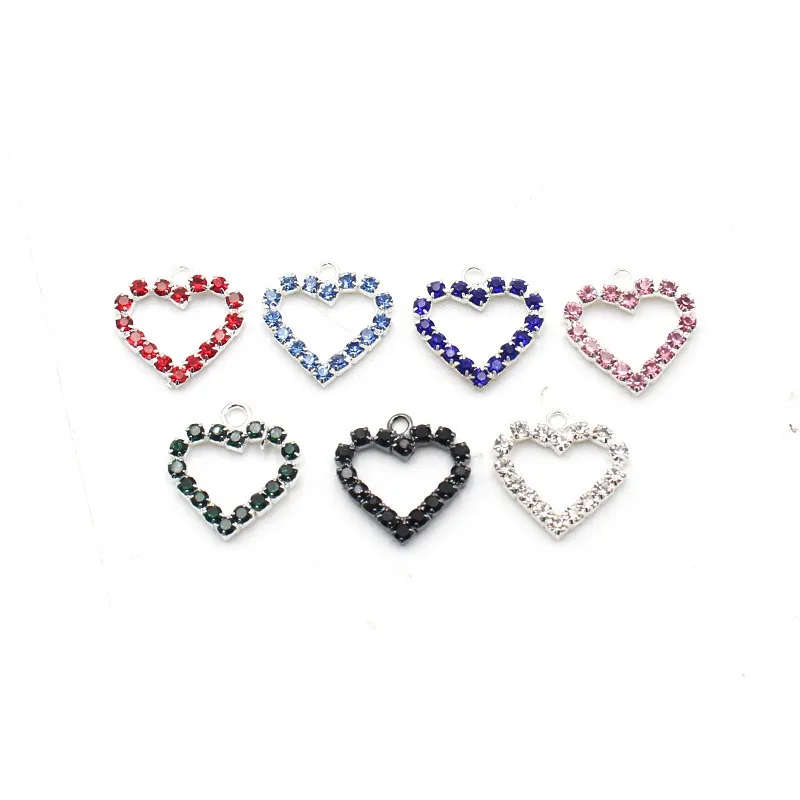 

10 шт. металлические подвесные аксессуары Стразы в форме сердца «сделай сам», одежда, украшения для волос, декоративные аксессуары