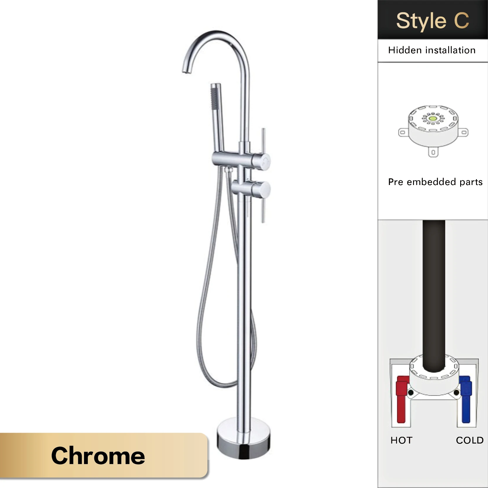 

AITANA черный латунный смеситель для ванны