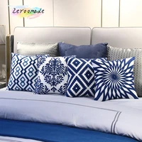zeroomade embroidery pillowcase cotton cushions covers navy blue geometric decorative throw pillows cases for home car 45x45cm