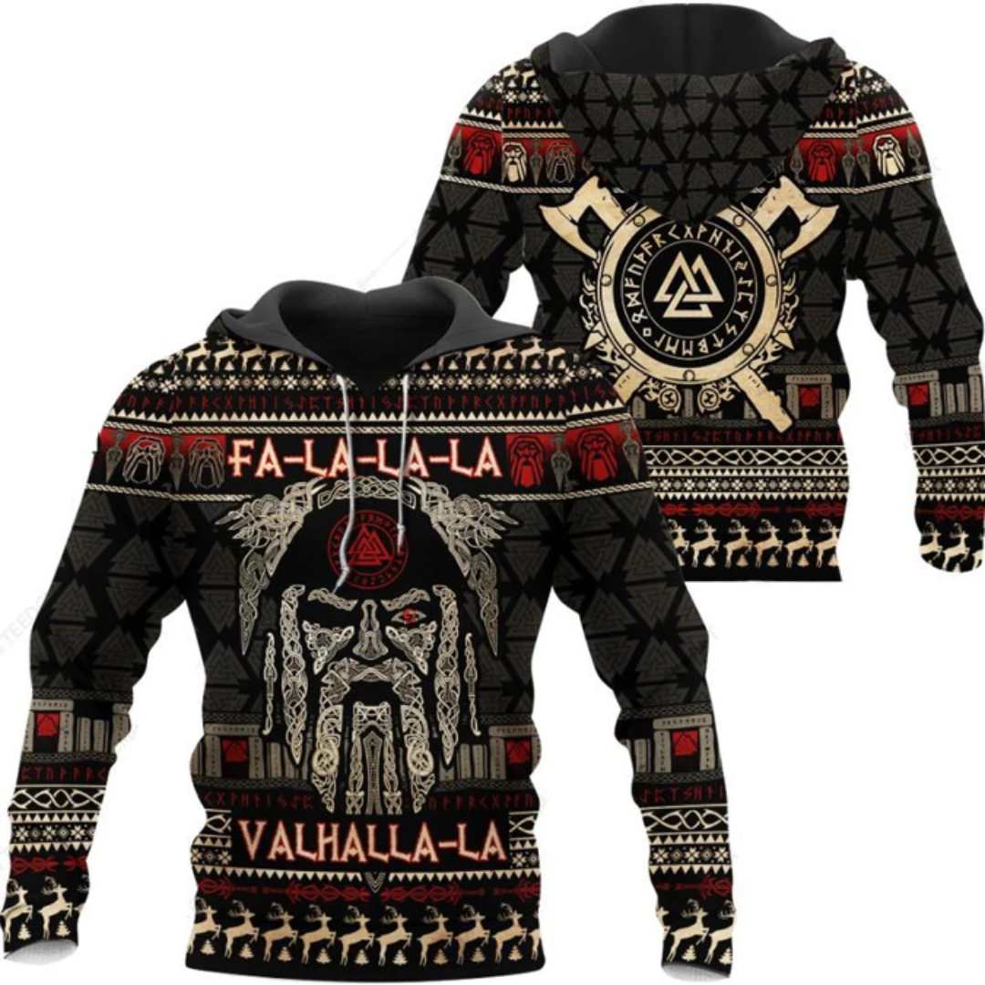 

Ugly Christmas Sweater Asgard Nordic God Viking Pagan Eye of Odin Hoodie New Comfortable Casual Mens Fashion Streetwear